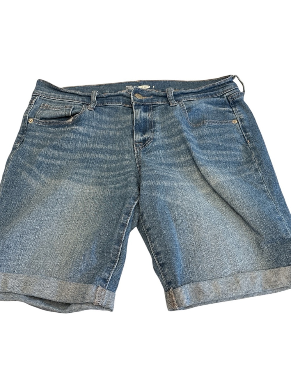 Old Navy Blue Denim Roll-Cuff Women's Shorts stretch button/zip pockets Size 6